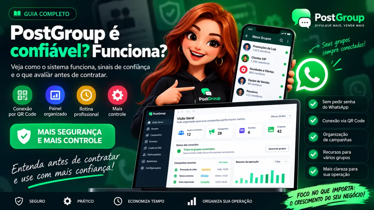 PostGroup é confiável e funciona: guia de segurança, conexão por QR Code e organização de grupos